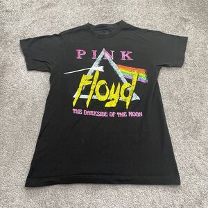 Pink Floyd Graphic T-Shirt Women Small Black Crew Neck Short Sleeve Band Tee